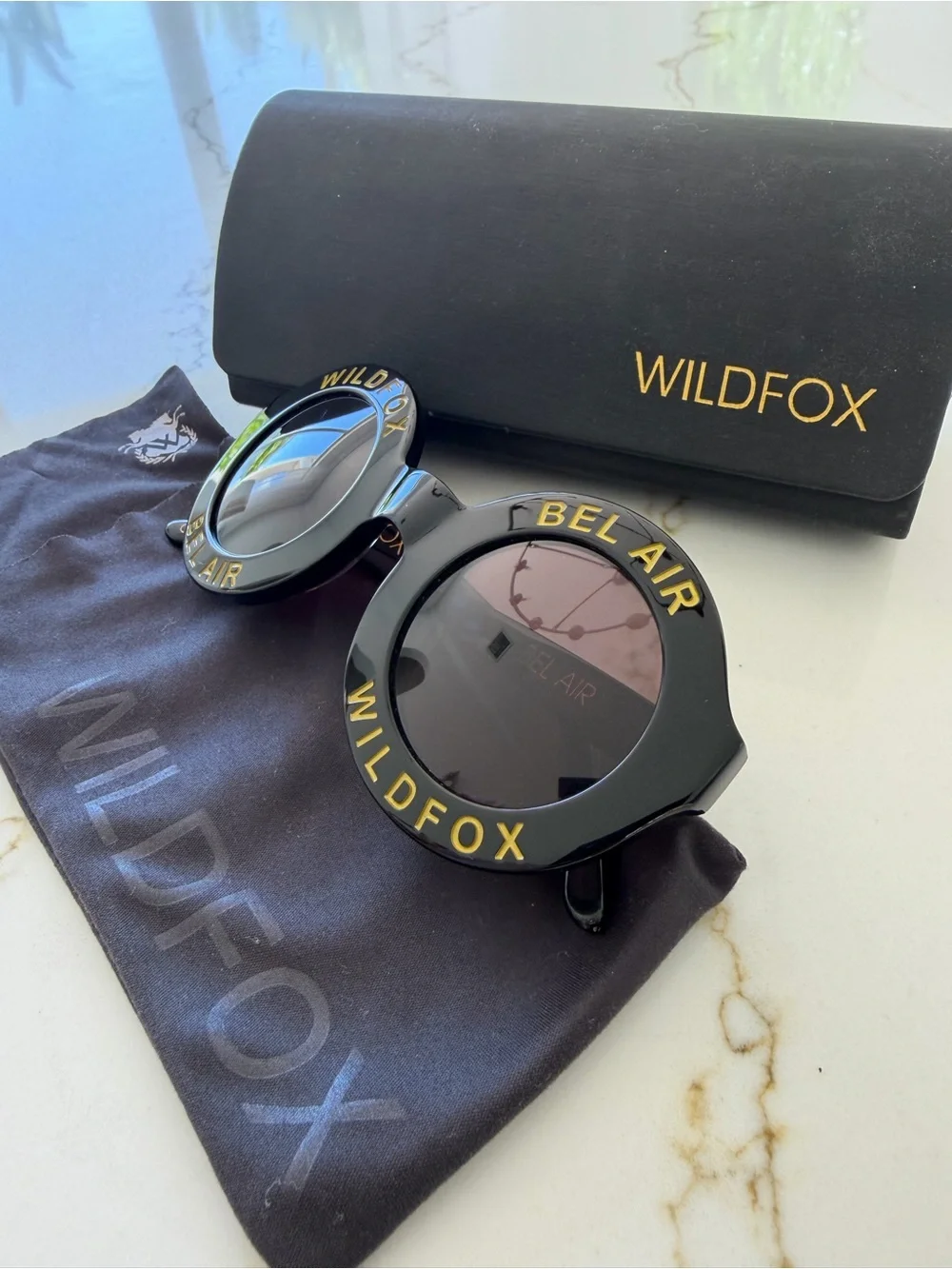 Wildfox Black and Gold Bel Air Round Sunglasses